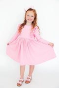 Bubble gum pink 3/4 Ruffle Twirl Dress