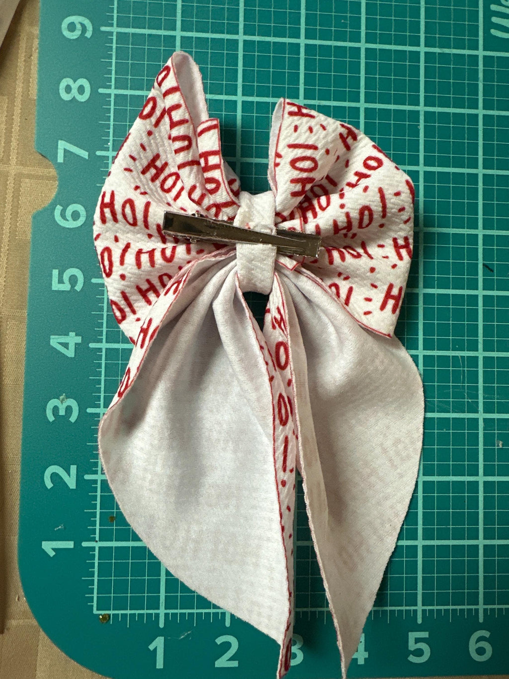 Christmas Snowman Fabric Hair Bow - Holiday Sailor Bow