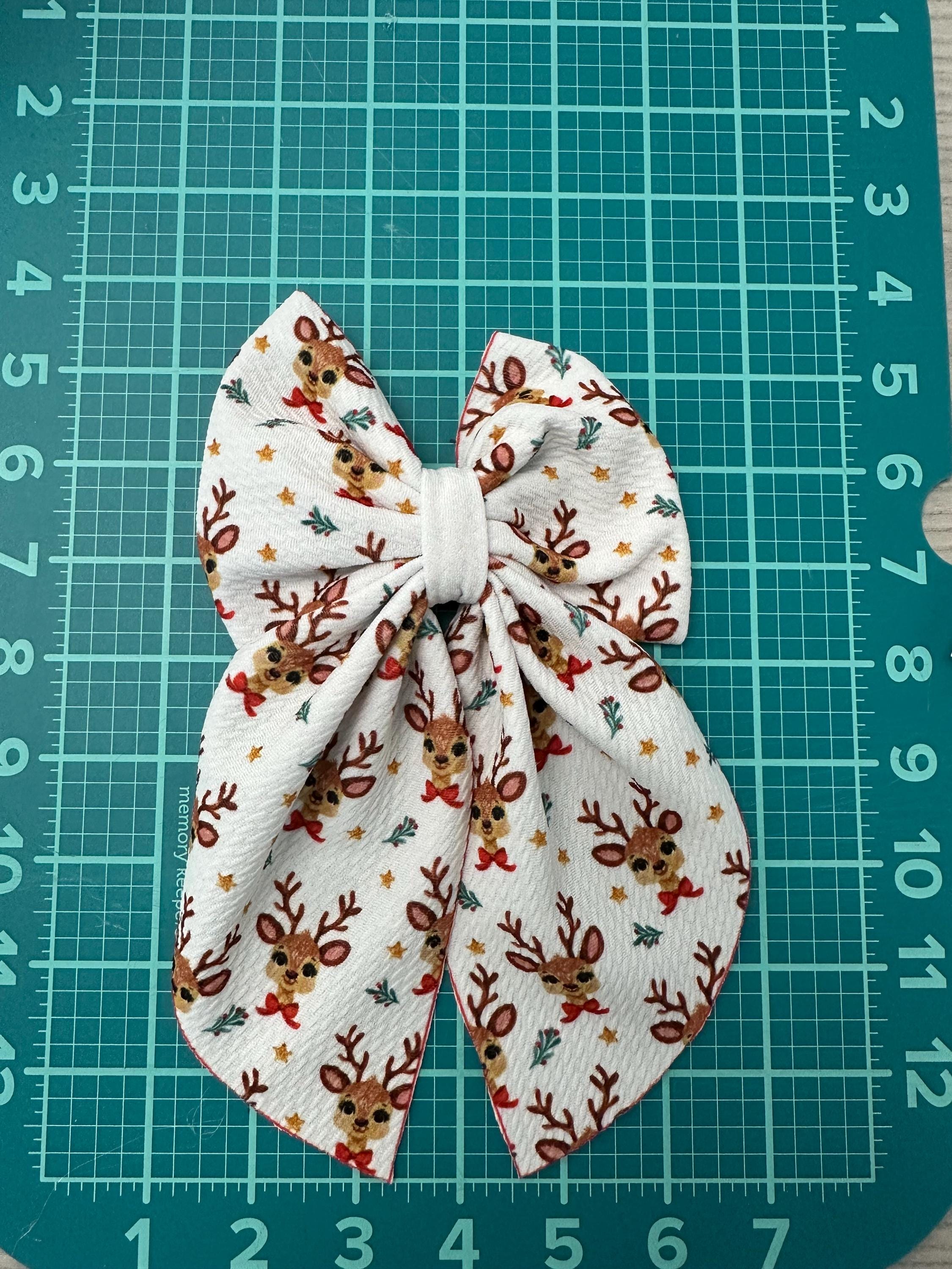 Vintage Christmas Flowy Sailor Fabric Hair Bows