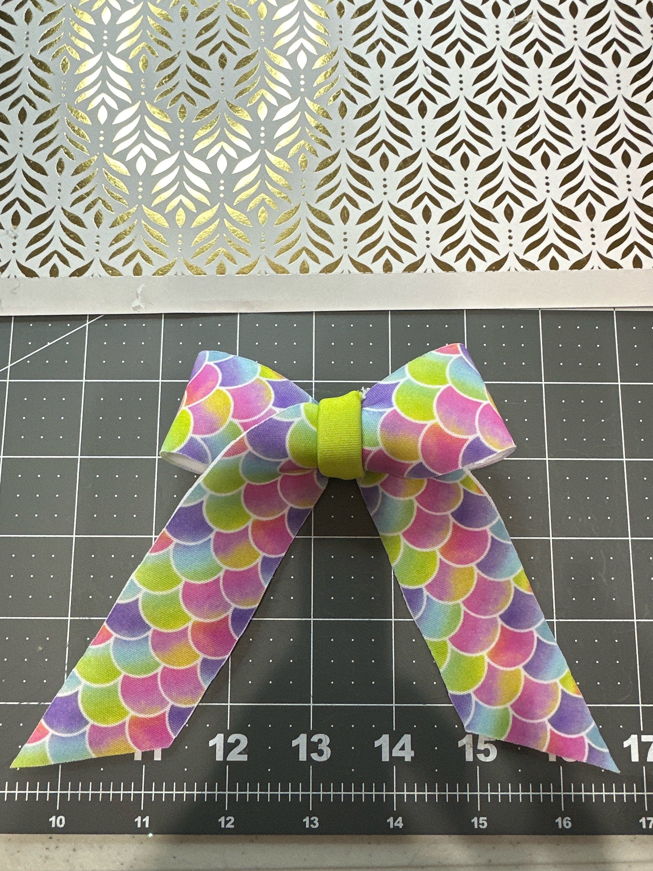 Watercolor Mermaid Scales Long Tails Hair bow