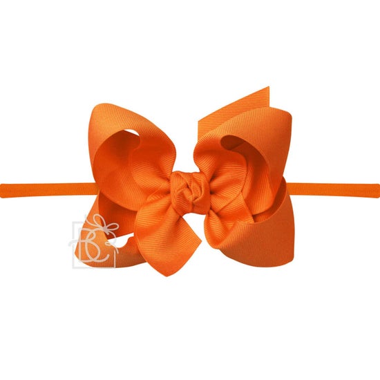 1/4" Nylon Pantyhose Headband W/Signature Grosgrain Bow