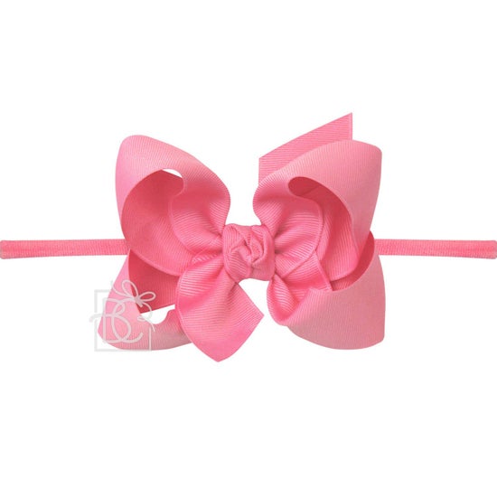 1/4" Nylon Pantyhose Headband W/Signature Grosgrain Bow