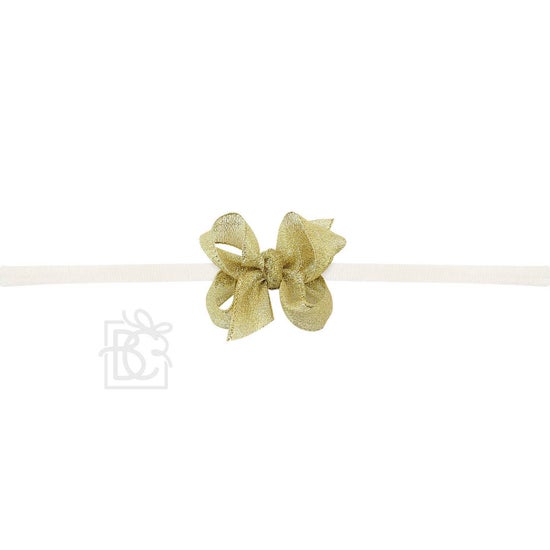 1/4" Nylon Pantyhose Headband W/Signature Grosgrain Bow