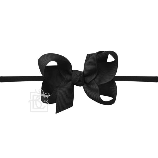 1/4" Nylon Pantyhose Headband W/Signature Grosgrain Bow