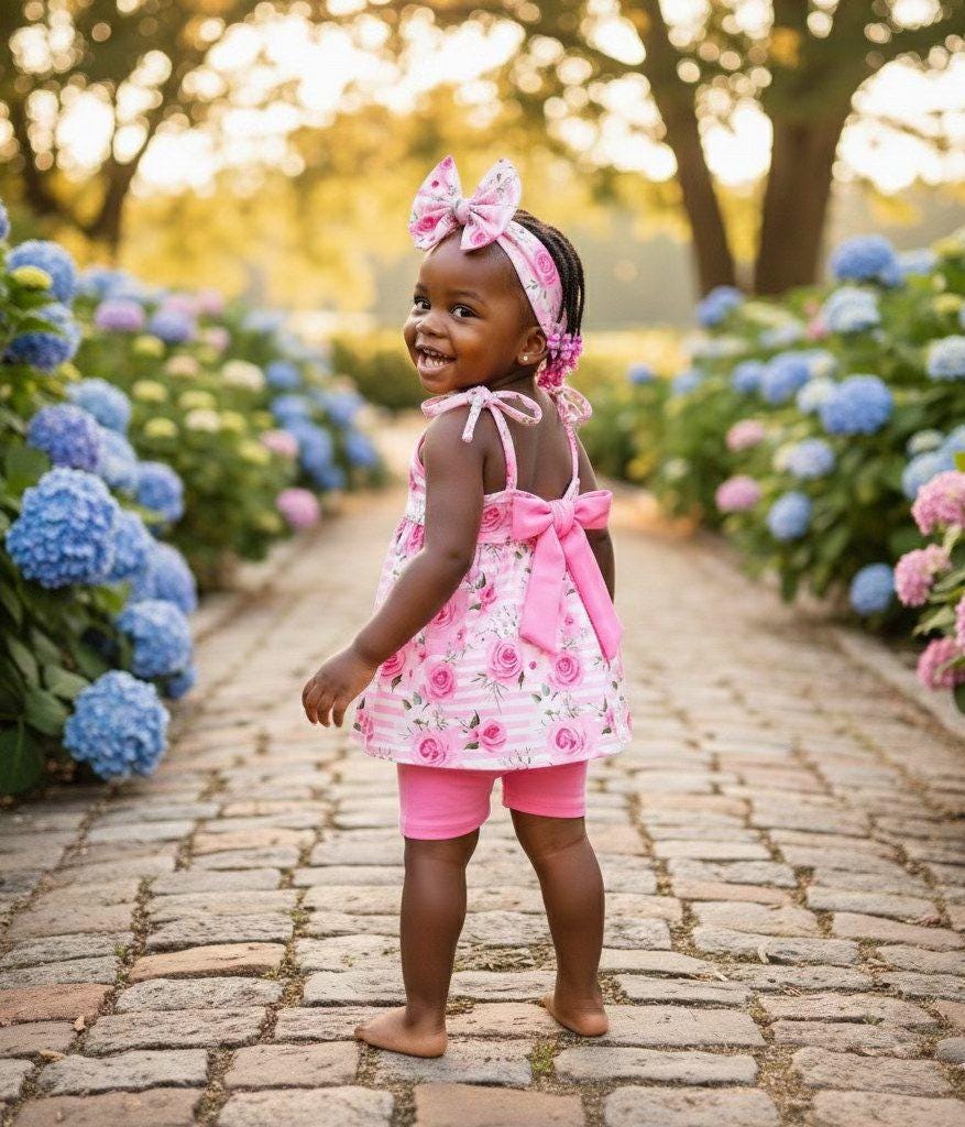 Pink Posies - Shorts Set