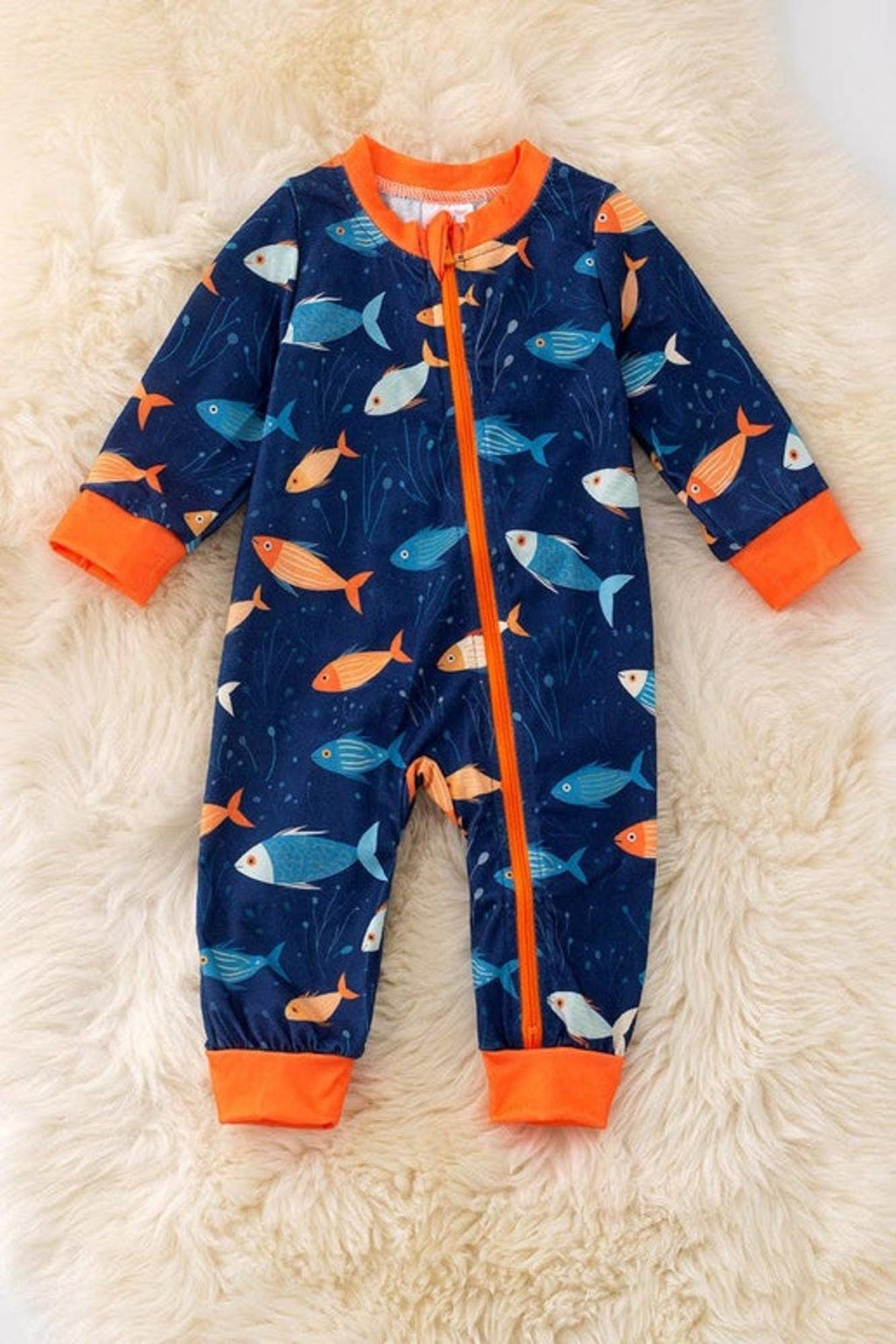 Navy blue baby fisher bodysuit for baby