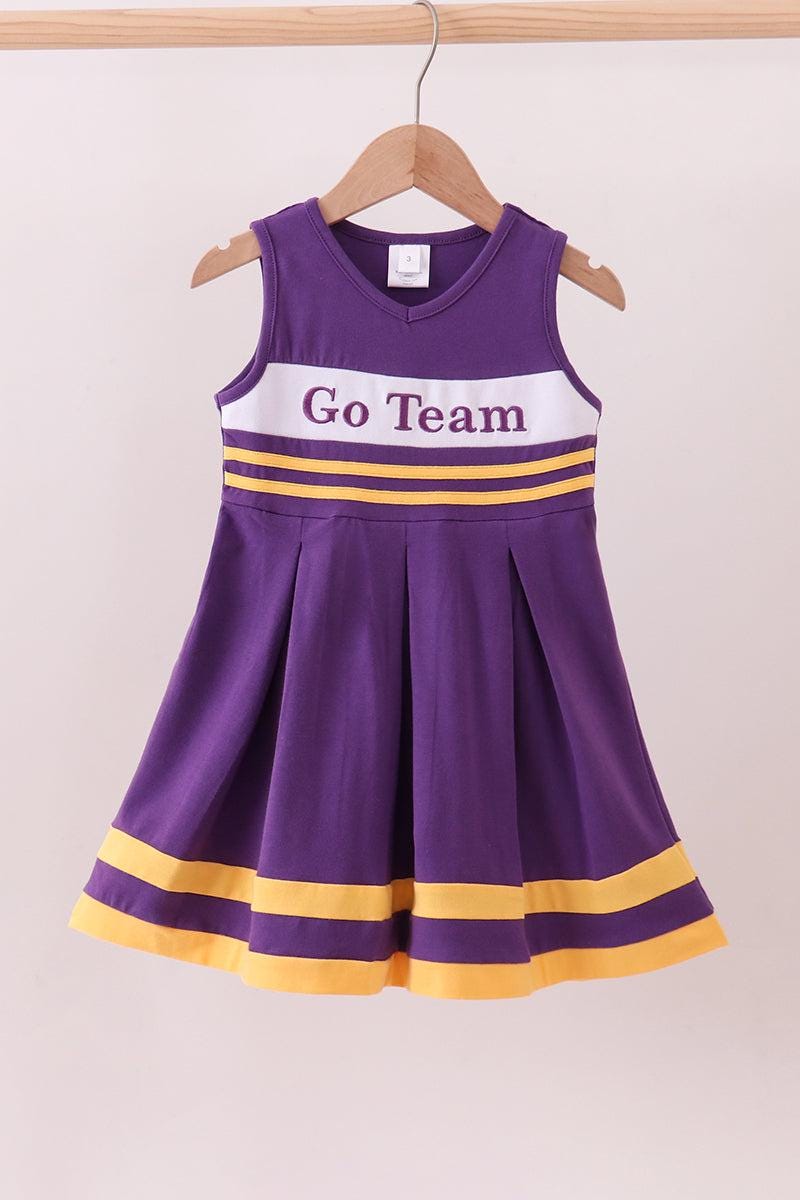 Purple LSU Go Team embroidery ruffle dress