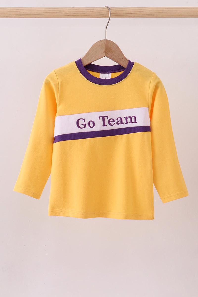 Yellow LSU Go Team embroidery top