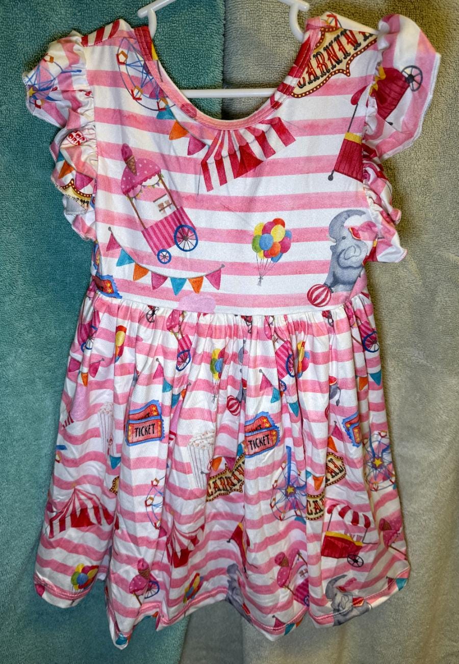 Off to the Circus Flutter Sleeve Twirl Dress