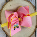 Back to School Embroidered Moonstitch Bow Headband