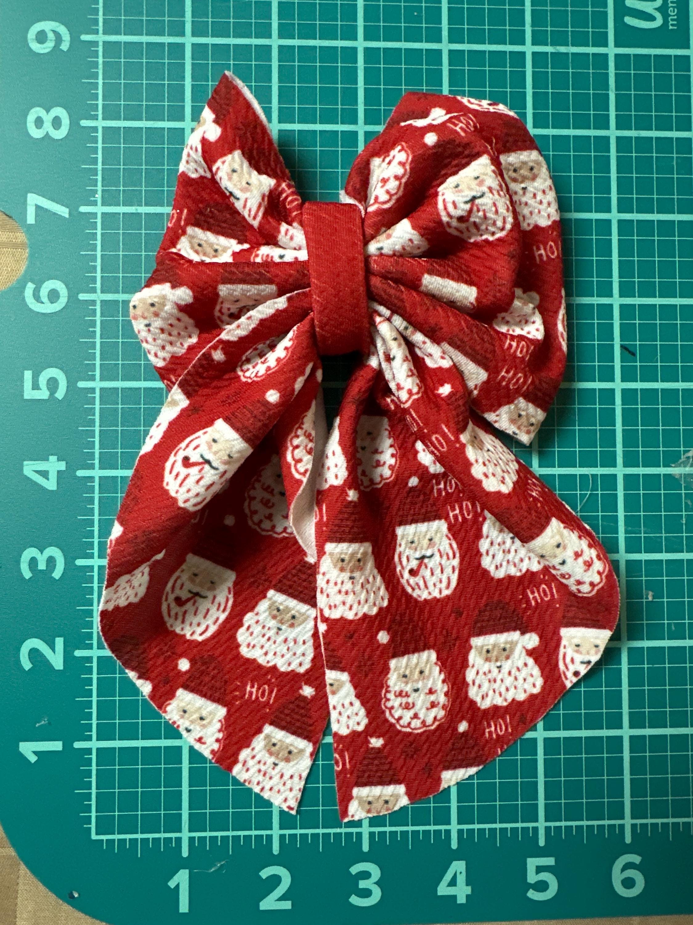 Christmas Snowman Fabric Hair Bow - Holiday Sailor Bow