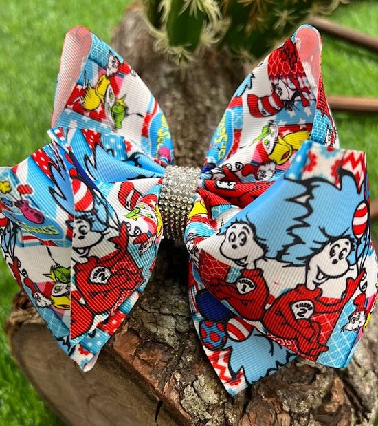 Dr Seuss Thing 1 & 2 DOUBLE LAYER HAIR BOW