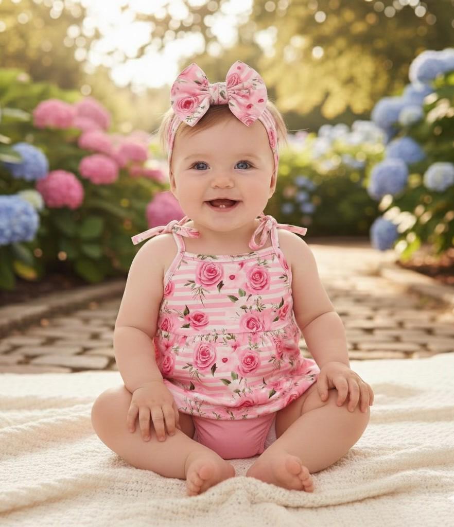 Pink Posies - Romper