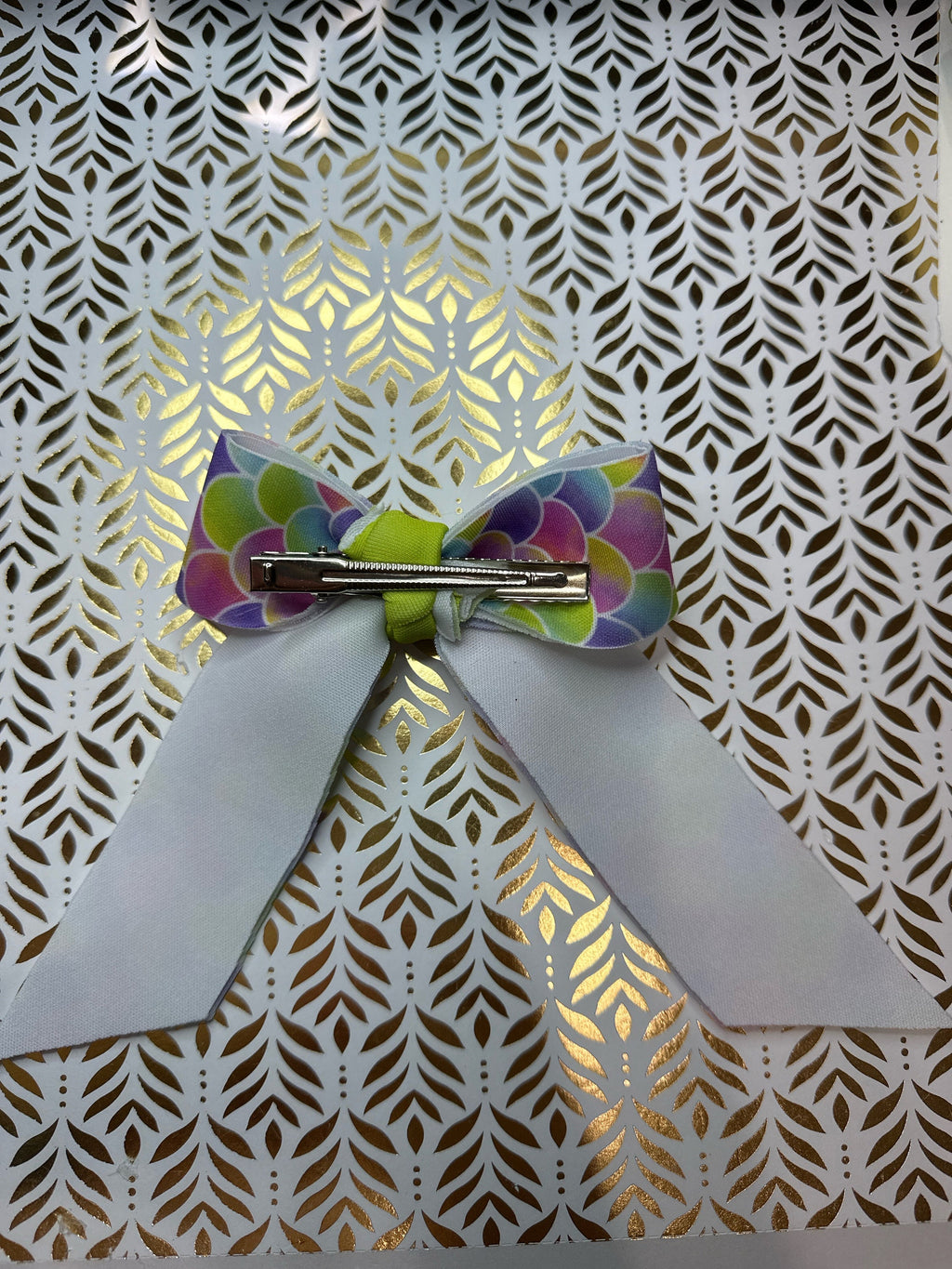 Watercolor Mermaid Scales Long Tails Hair bow