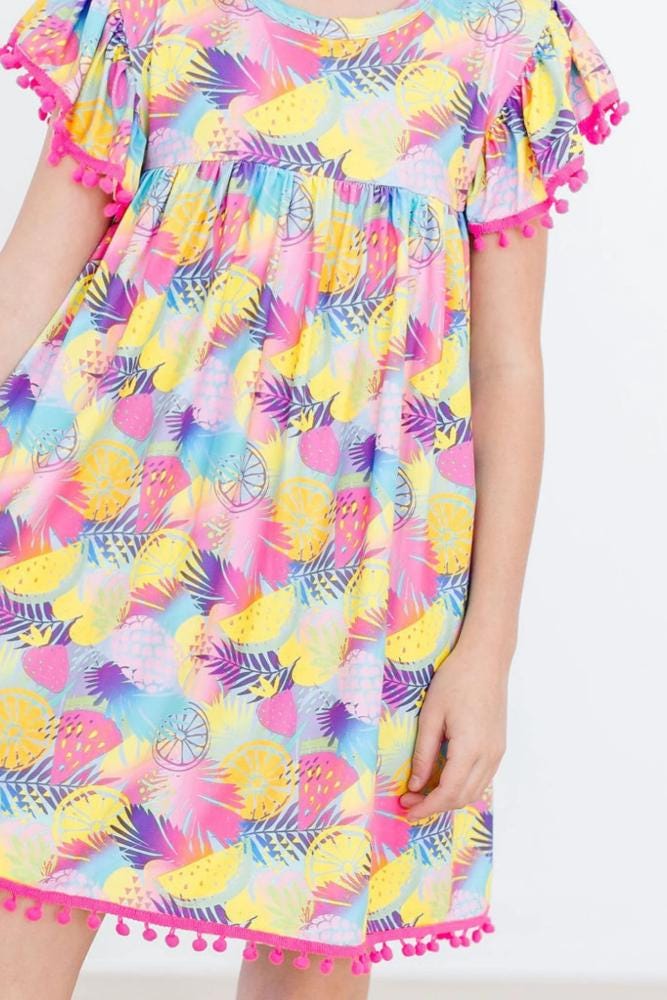 Tropical Glow Pom Pom Dress
