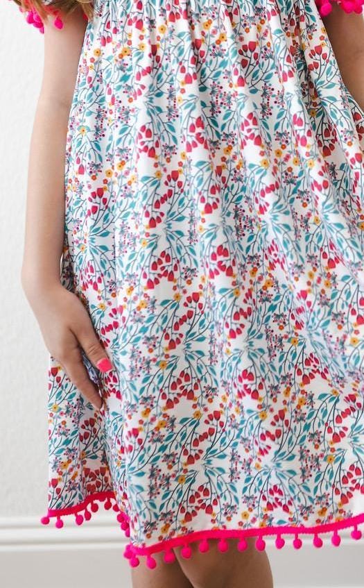 Cabana Floral Pom Pom Dress