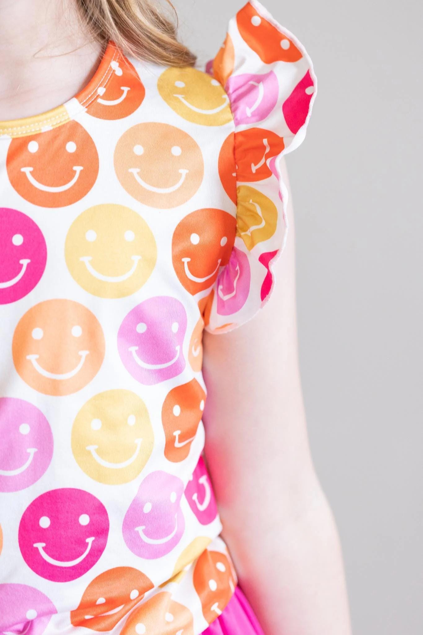 Don't Worry, Be Hippy Short Sleeve Ruffle Tee