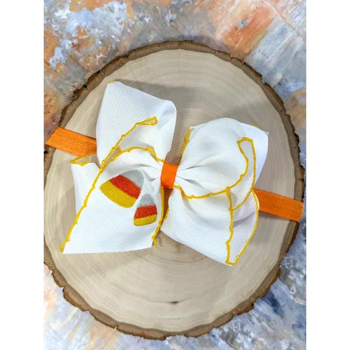 Fall Embroidered Moonstitch Bow Headband