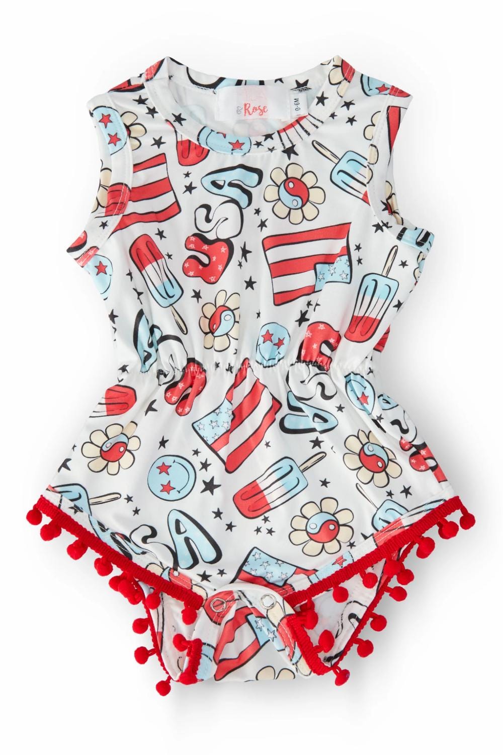 Star Spangled Cutie Pom Pom Romper