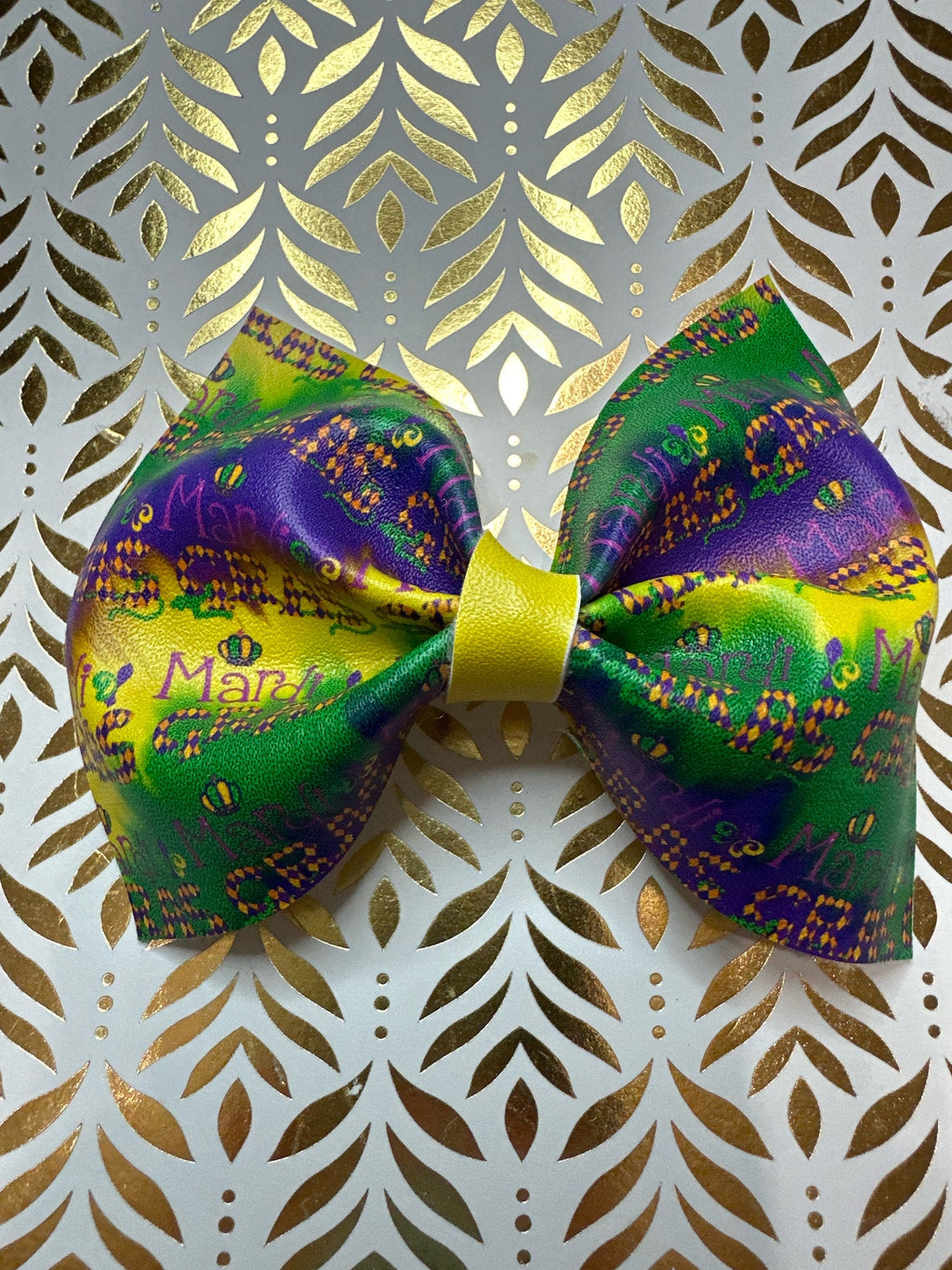 Mardi Gras Faux Leather Hair bows