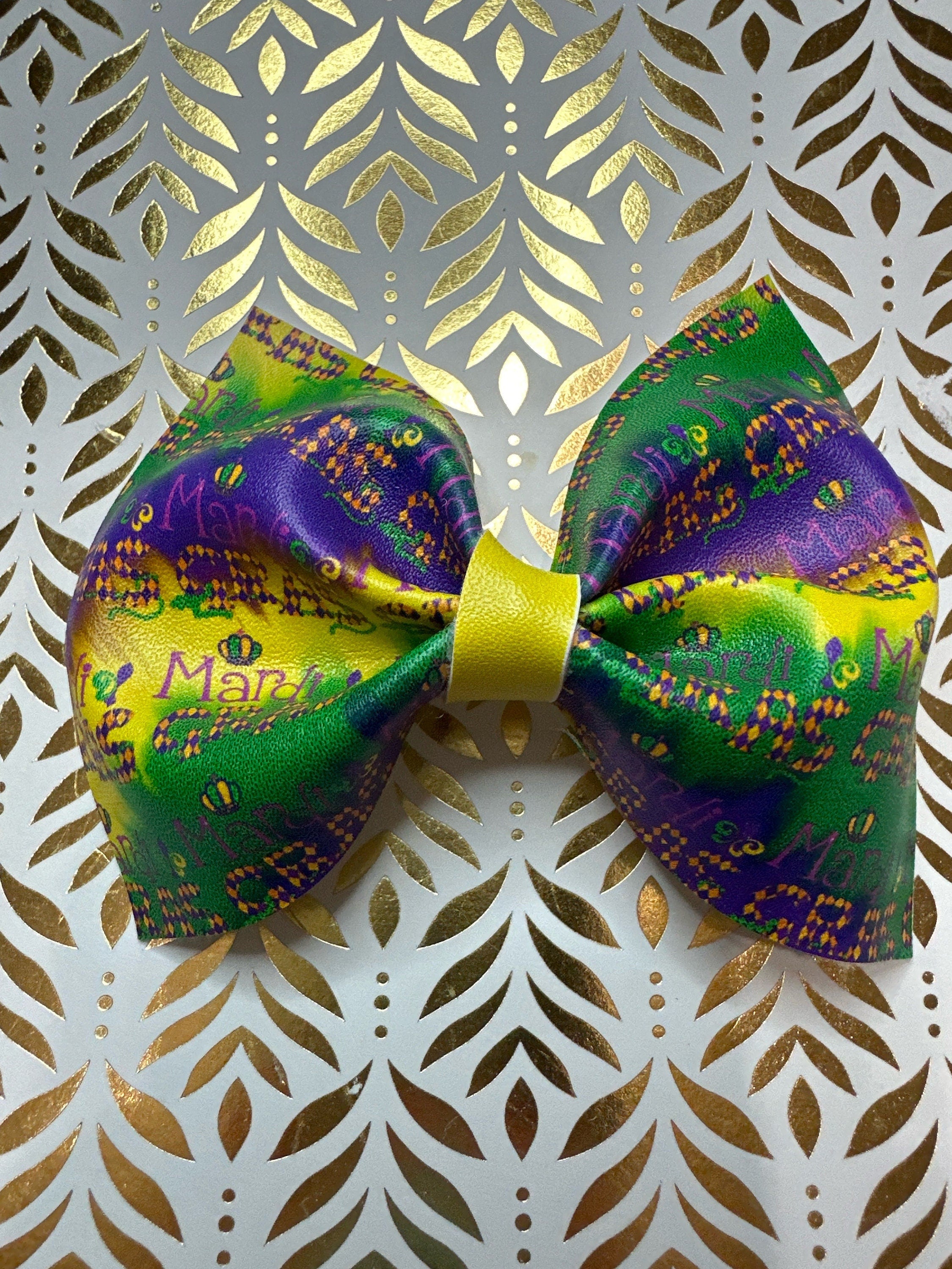 Mardi Gras Faux Leather Hair bows