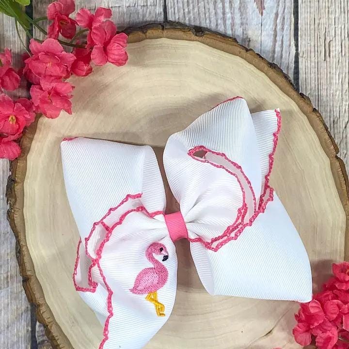 Animal Embroidered Moonstitch Hair Bow