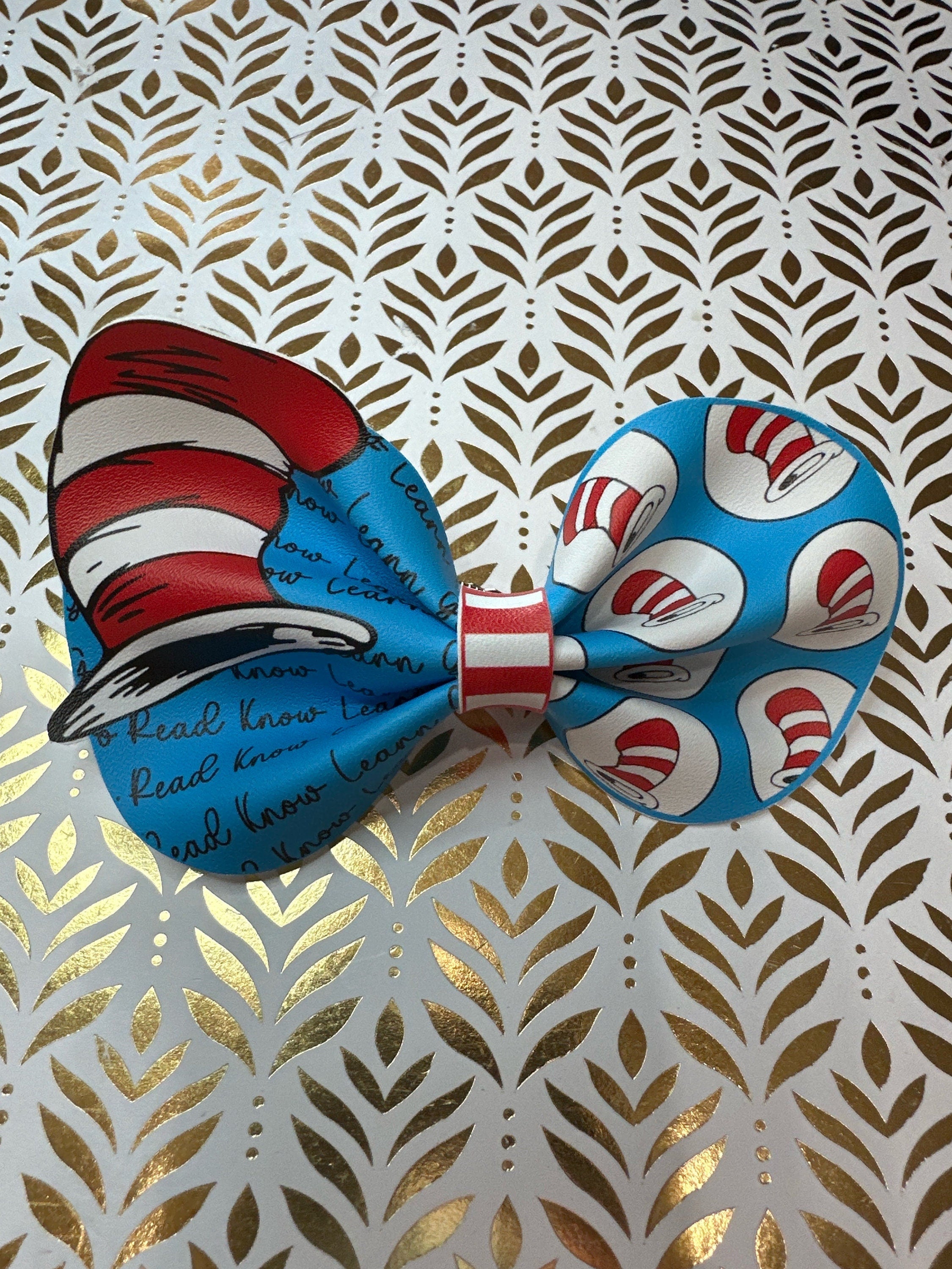 Dr Seuss Faux Leather Hair bows