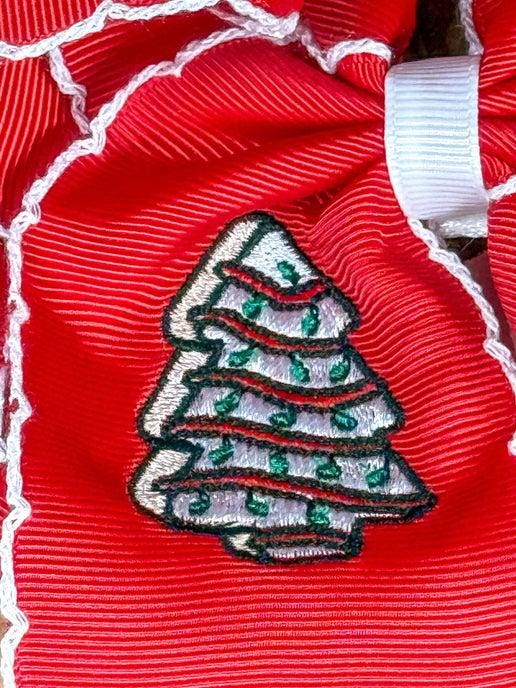 Christmas Embroidered Moonstitch Bow Headband