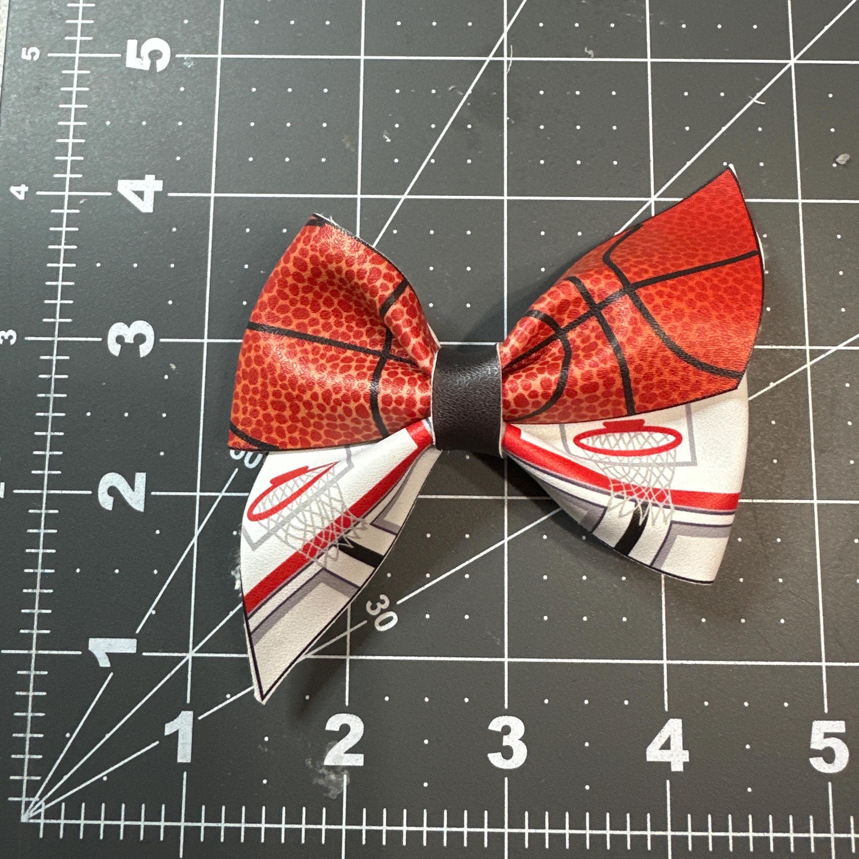 Basketball Faux Leather Hair Bows