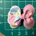Pastel Conversation Hearts Faux Leather Hair bows