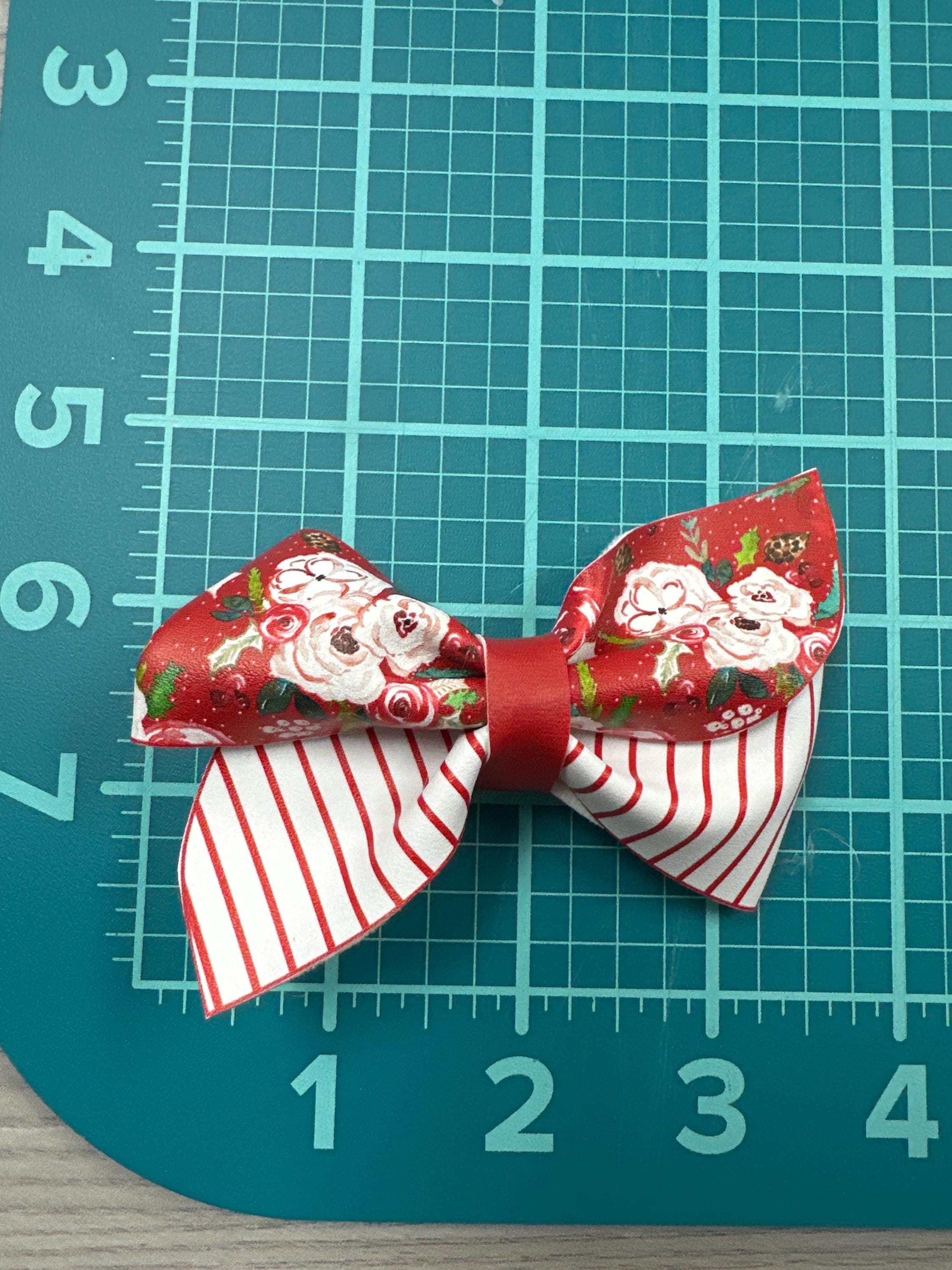 Christmas Forest Pinwheel Faux Leather Hair bows