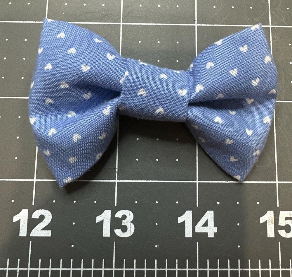 Denim with White Hearts Bow Tie