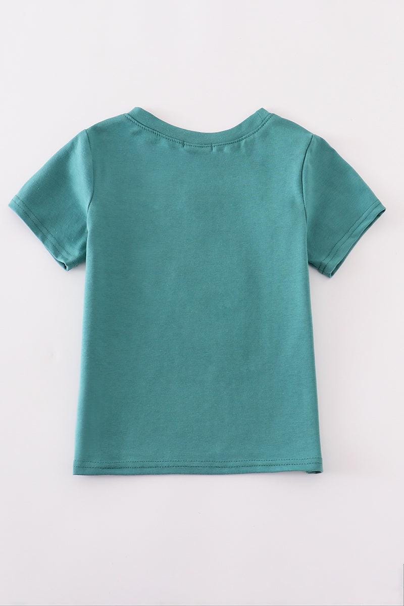 Blue deer applique top