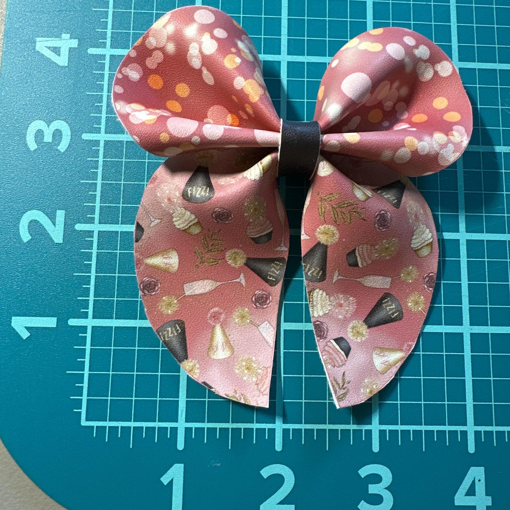 Pink Champagne Bubble Sailor Faux Leather Hair bows