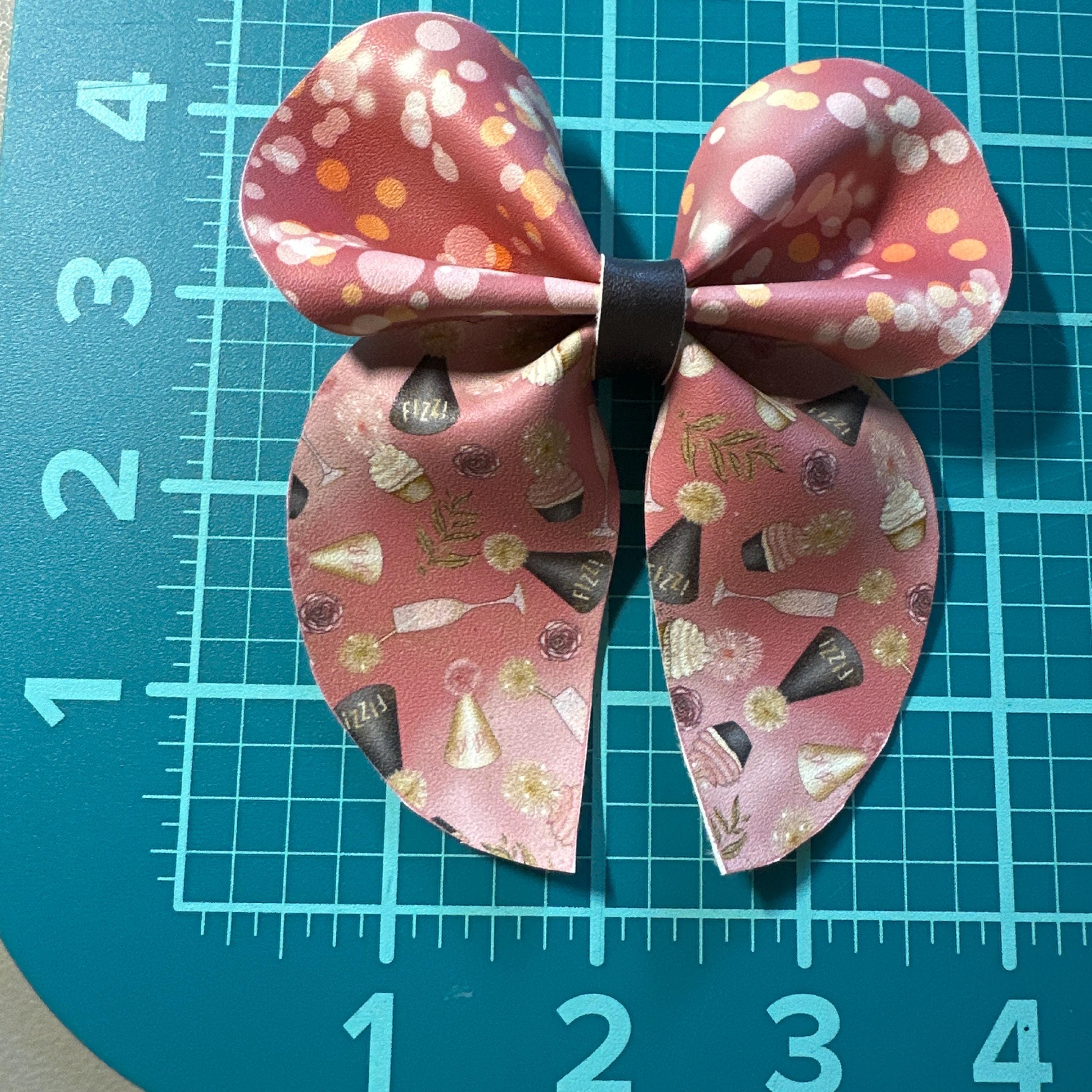 Pink Champagne Bubble Sailor Faux Leather Hair bows