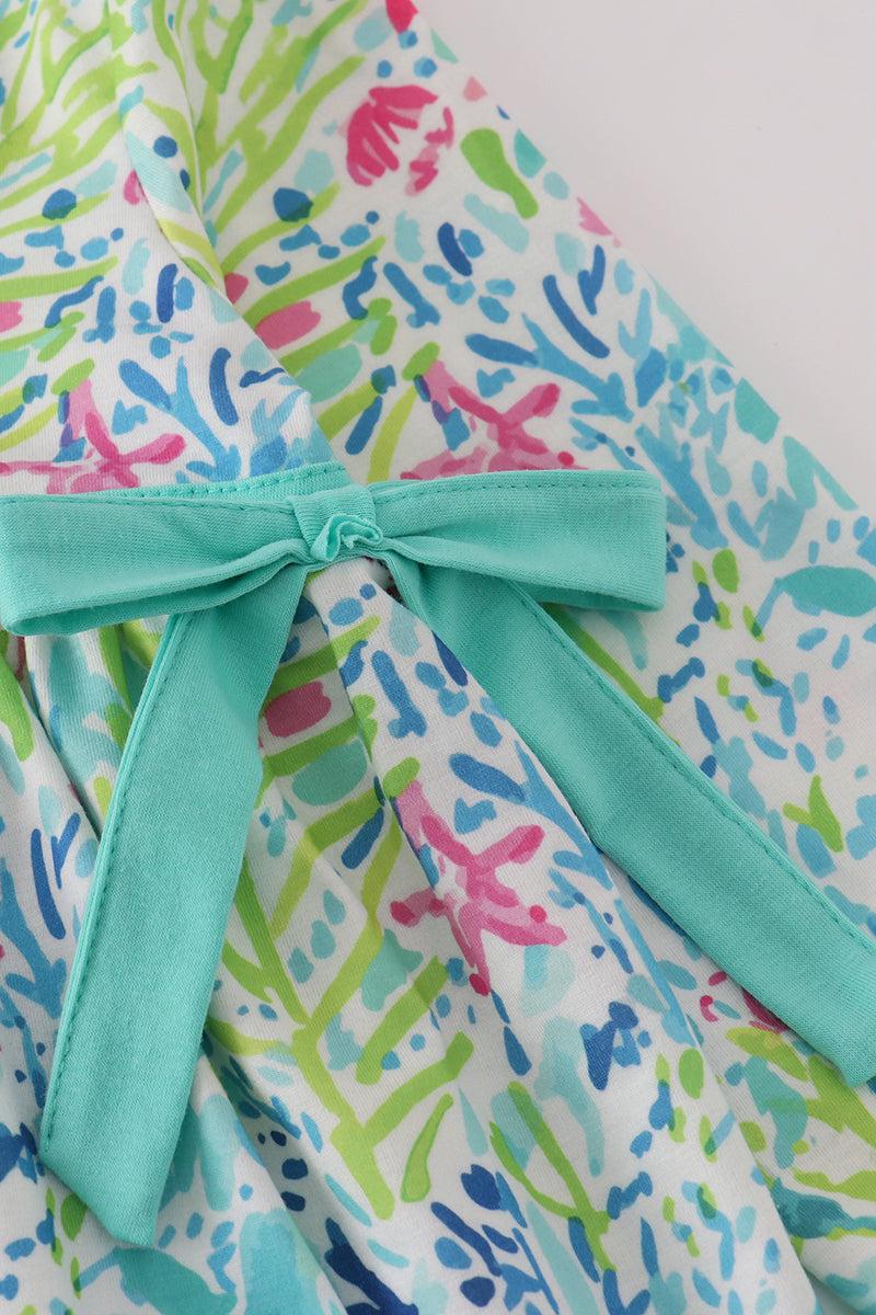 Green meadow splash ruffle bubble outfit
