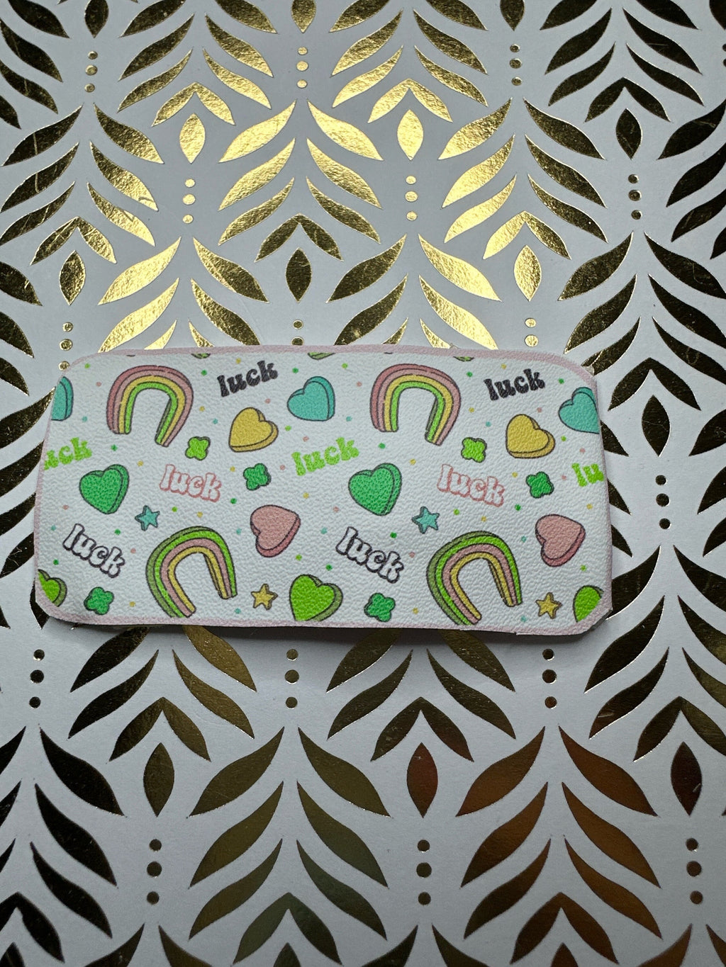 St. Patrick's Day Faux Leather Barrette, Lucky Charms