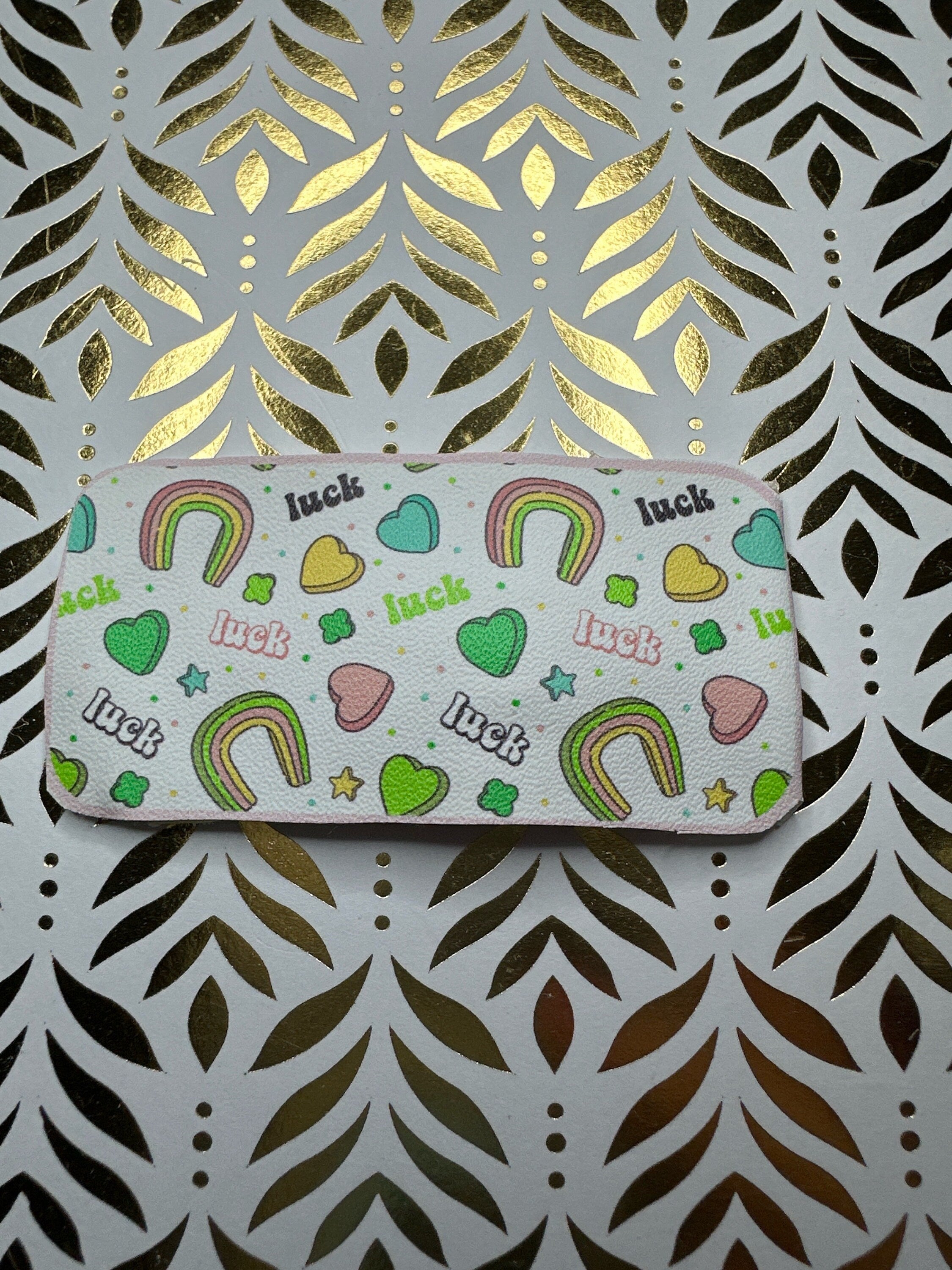 St. Patrick's Day Faux Leather Barrette, Lucky Charms