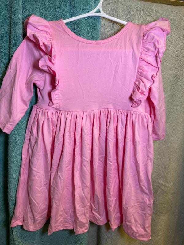 Bubble gum pink 3/4 Ruffle Twirl Dress