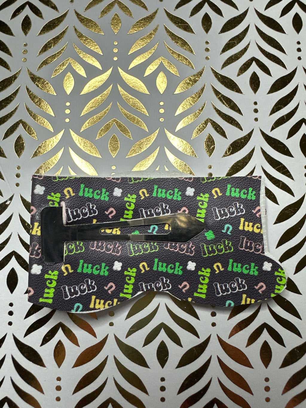 St. Patrick's Day Faux Leather Barrette, Lucky Charms