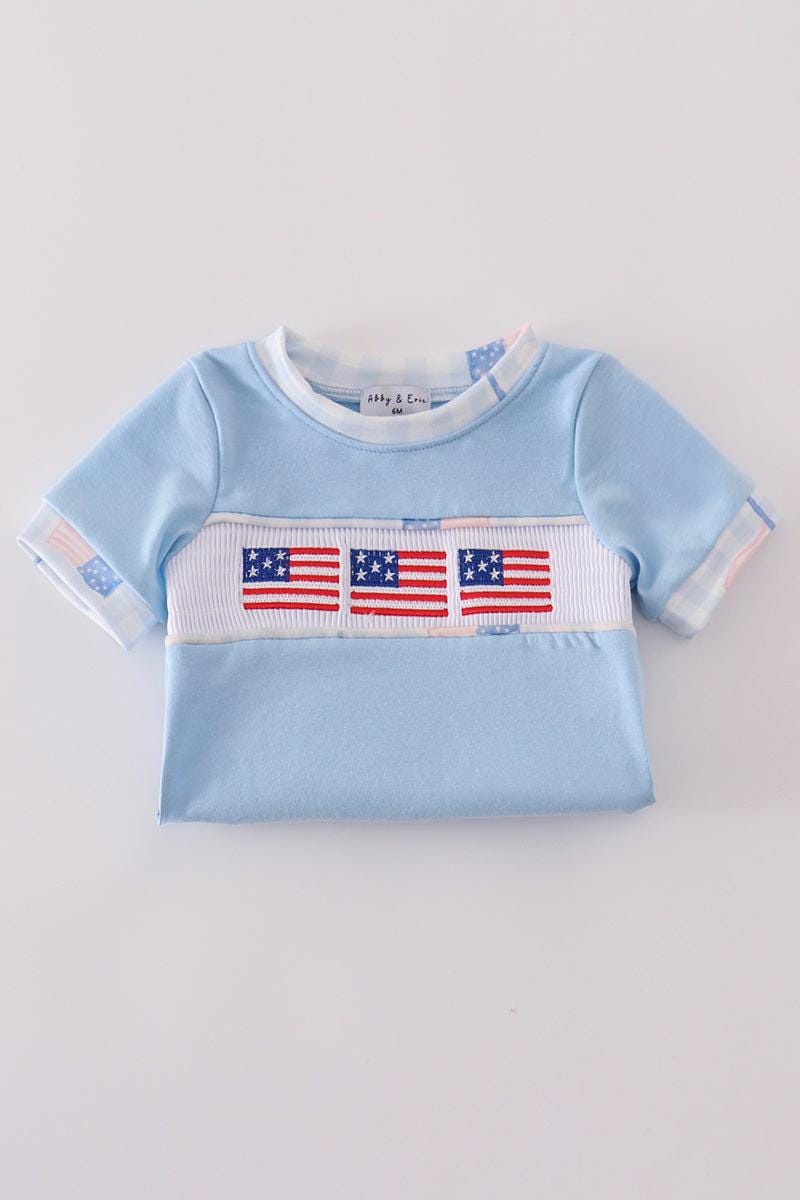 Blue flag embroidery bubble