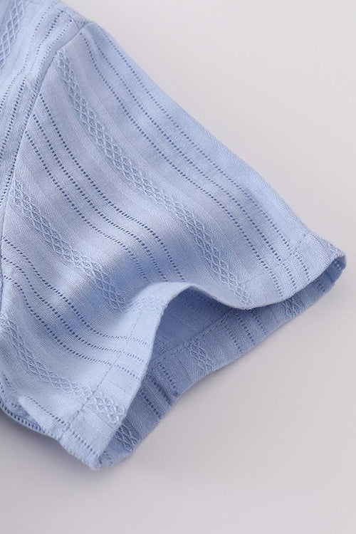 Blue cross embroidery button down shirt