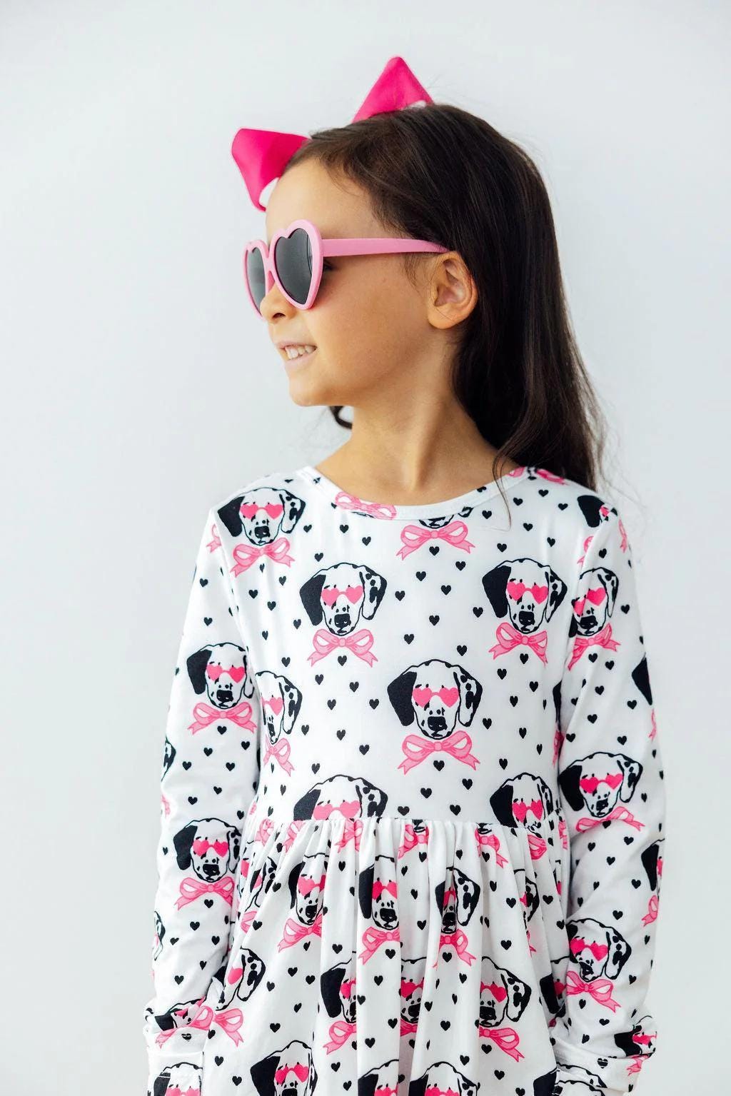 Love You Spots Long Sleeve Pocket Twirl Dress
