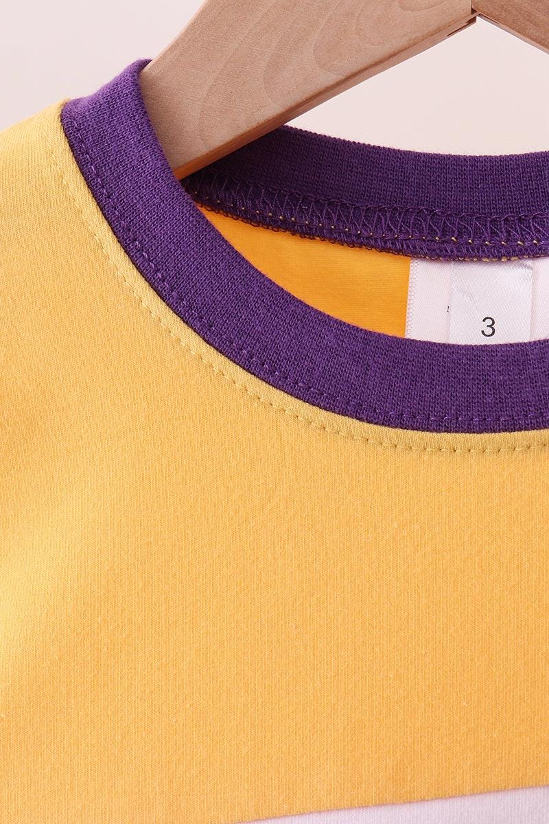 Yellow LSU Go Team embroidery top