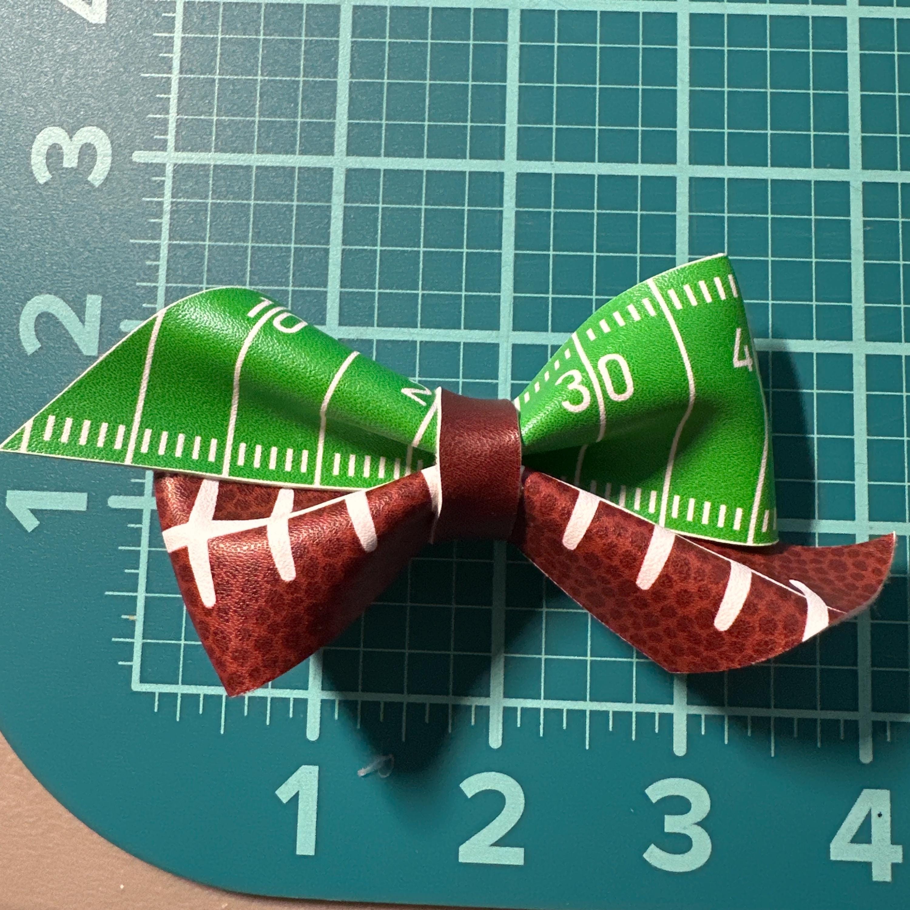 Football Faux Leather Hair bows