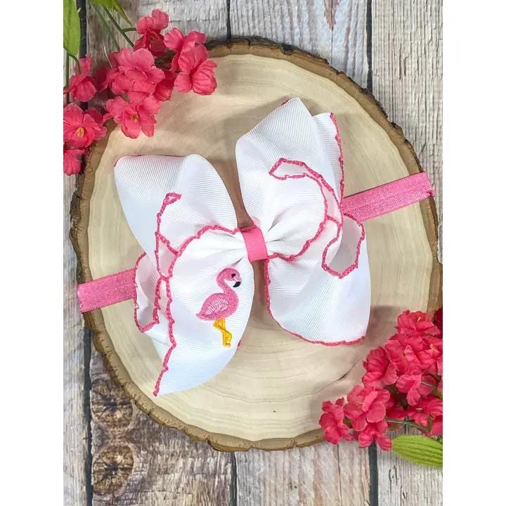 Animal Embroidered Moonstitch Bow Headband