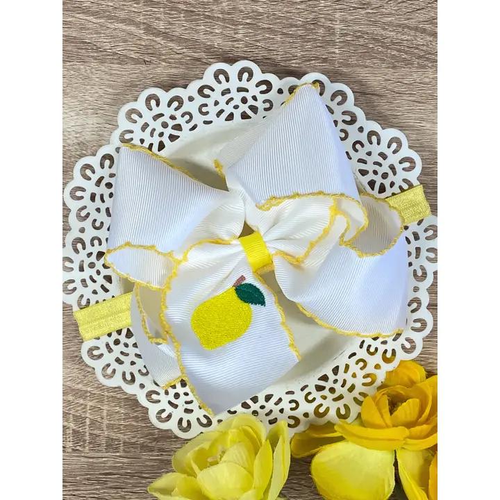 Floral Embroidered Moonstitch Bow Headband