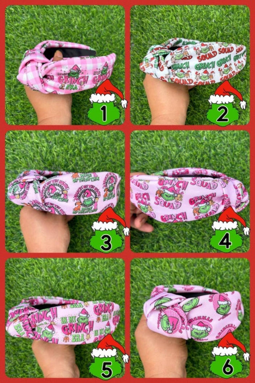 Grinch printed headband from toddler to youth.