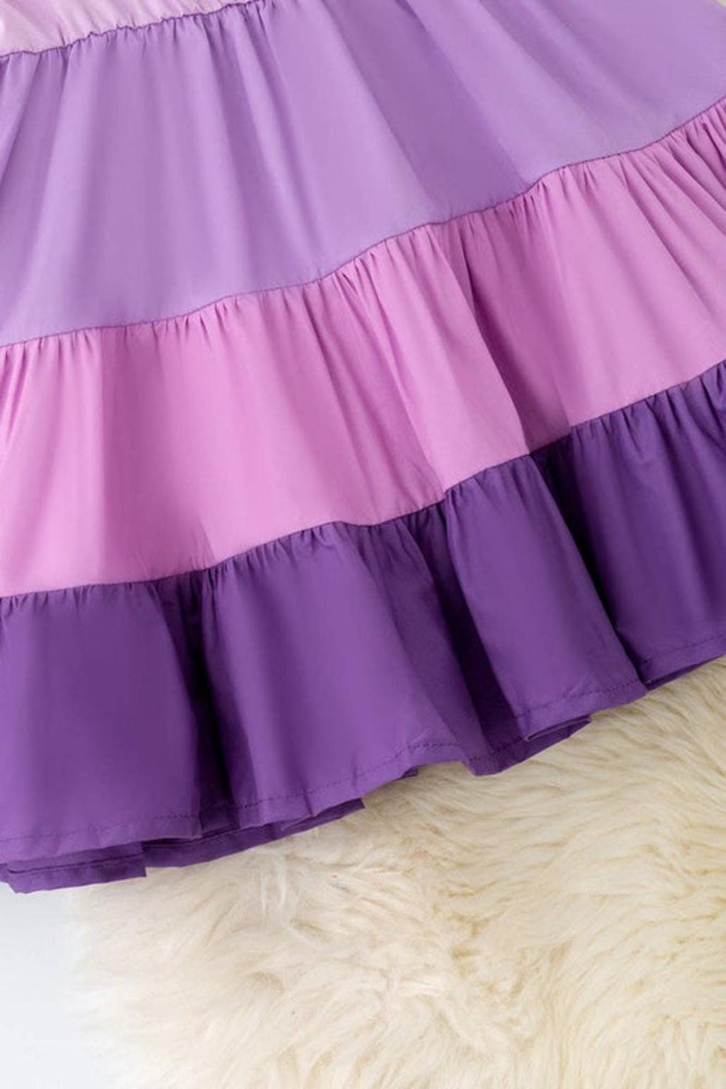 Multi-Purple tone ruffle dress.
