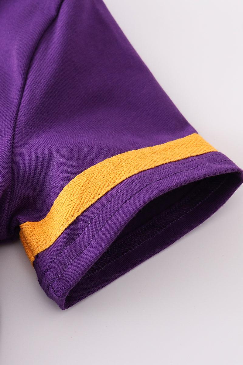 Purple gold LSU GAME DAY glitter shorts set